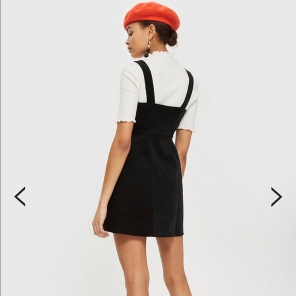 TOPSHOP: Black Corduroy Dress with Front Zipper - Picture 2 of 5